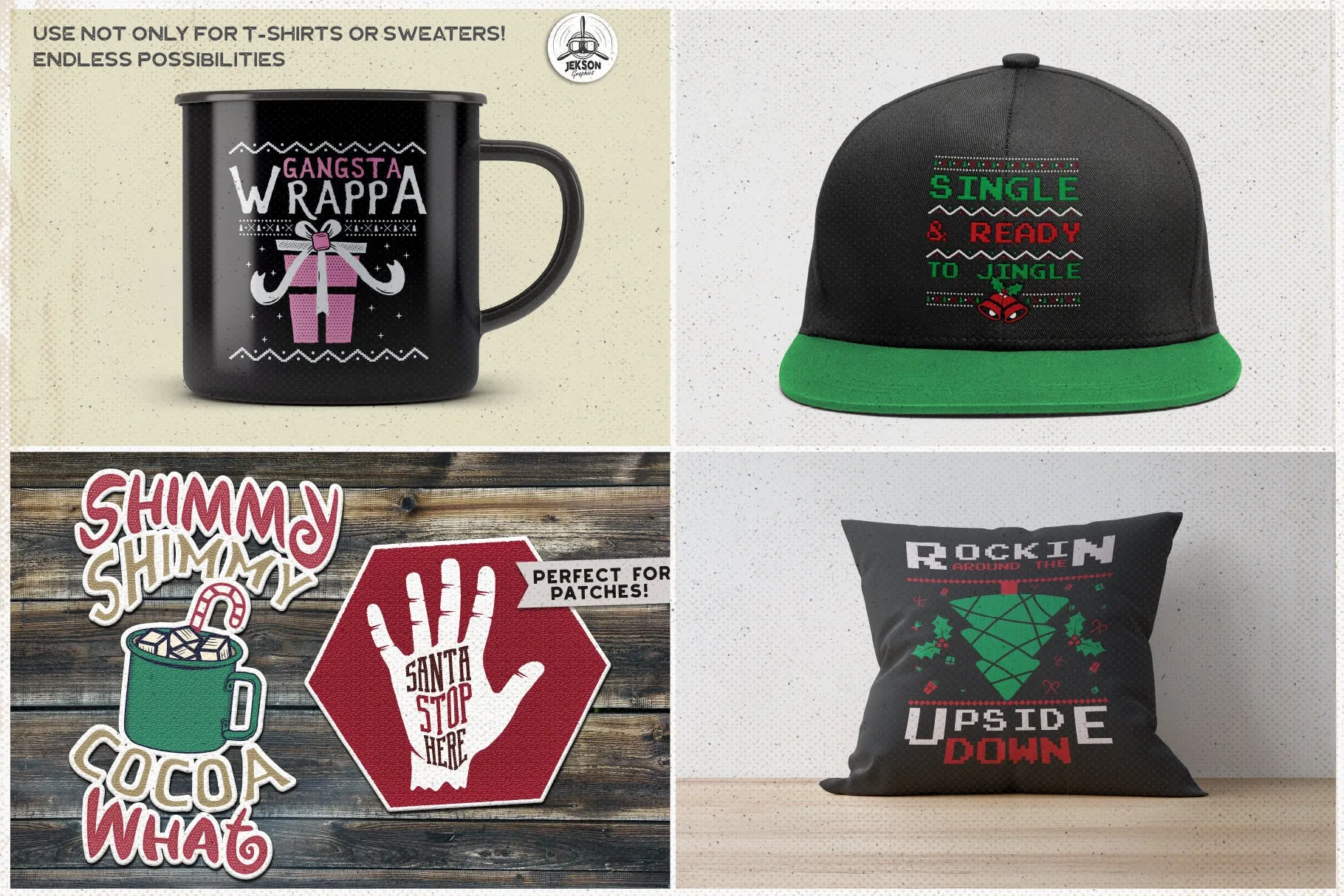 20款圣诞节主题复古风T恤印花图案设计素材包 Christmas T-Shirt Designs Retro Bundle. Xmas Tees插图(6)