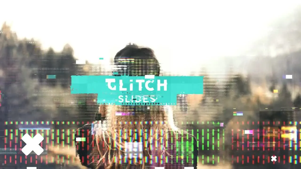 现代时尚活力的小故障幻灯片像素设计精选AE模板