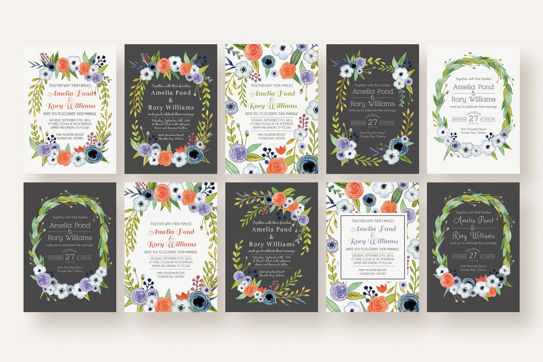 绽放花卉婚礼设计物料水彩素材合集 Watercolor Blooms Wedding Collection