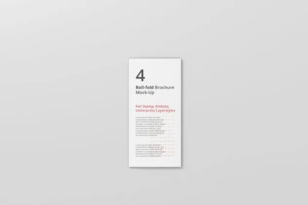 四折页迷你DL传单小册子样机模板 Roll-Fold Brochure Mockup – DL DIN Lang插图(7)