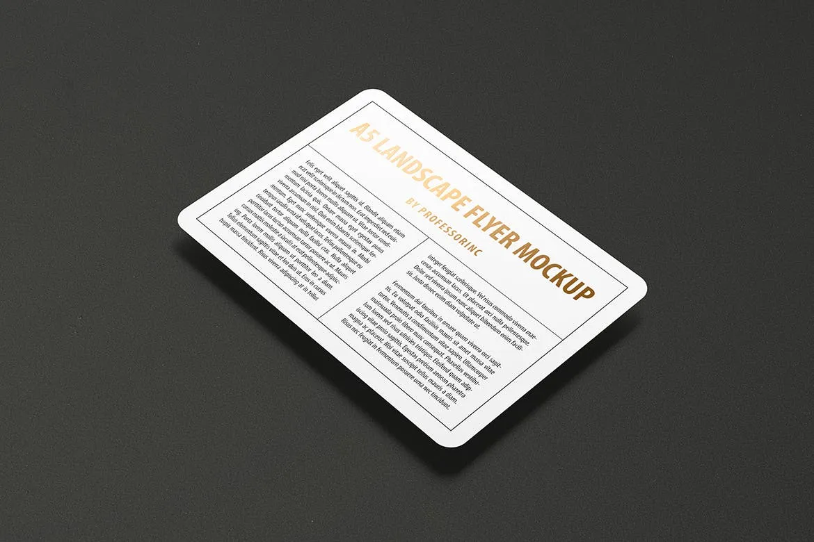 A5尺寸规格圆角宣传单印刷效果图样机素材库精选 A5 Landscape Round Corner Flyer Mockup插图(9)