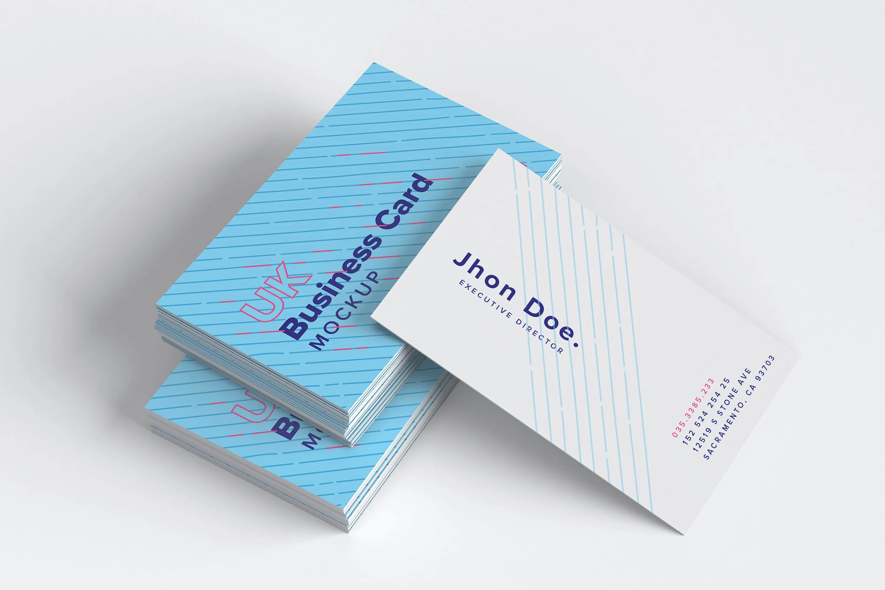 英国尺寸标准企业名片设计图预览样机09 UK Business Cards Mockup 09