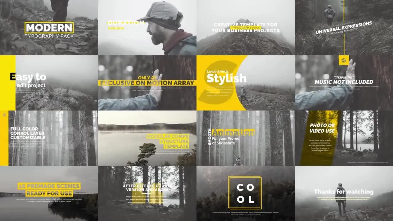 简洁创意的全屏标题动画像素设计精选AE模板