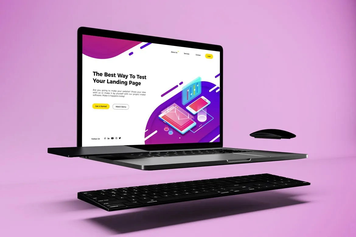 悬浮风格MacBook Pro笔记本电脑Web设计预览素材库精选样机v3 Macbook Pro Mockup V.3插图(6)