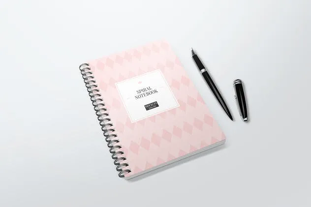 A5规格活页记事本样机 A5 Spiral Notebook Mockups插图(1)