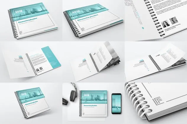 活页记事本印刷品样机套装 Spiral Book Binding Bundle Mockups插图(2)