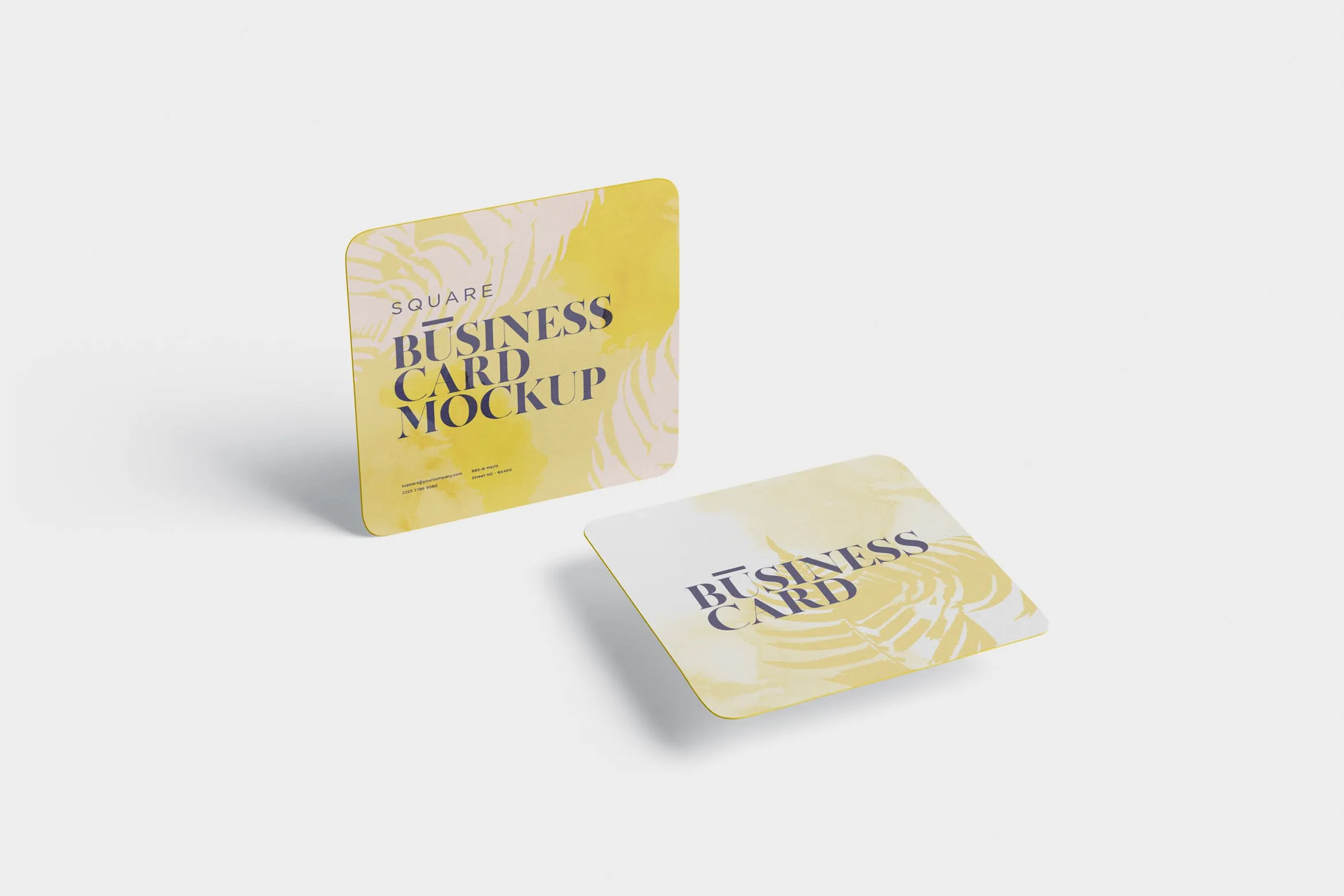 圆角设计风格企业名片效果图像素设计精选 Business Card Mockup#8211; Square Round Corner