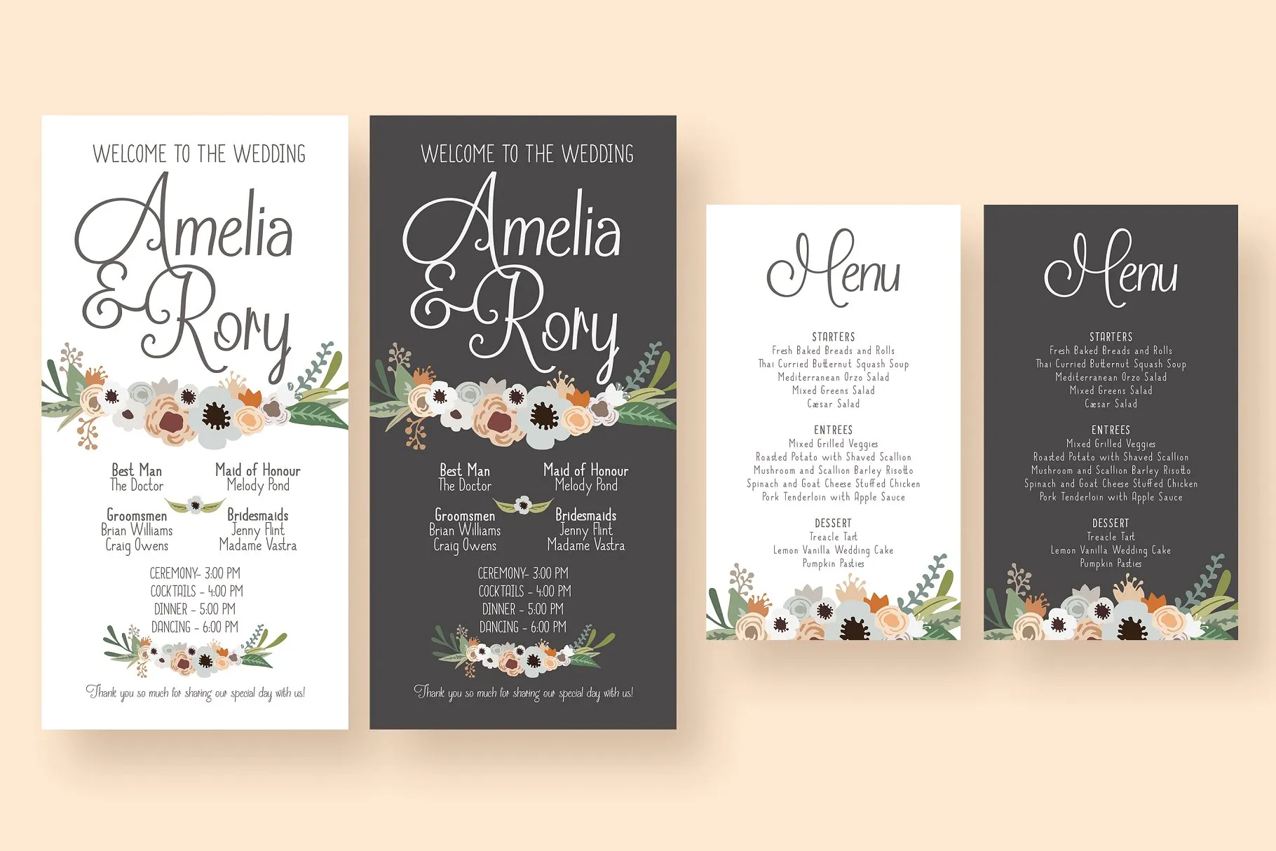 现代花卉婚礼邀请函模板套装 Modern Floral Wedding Suite插图(2)