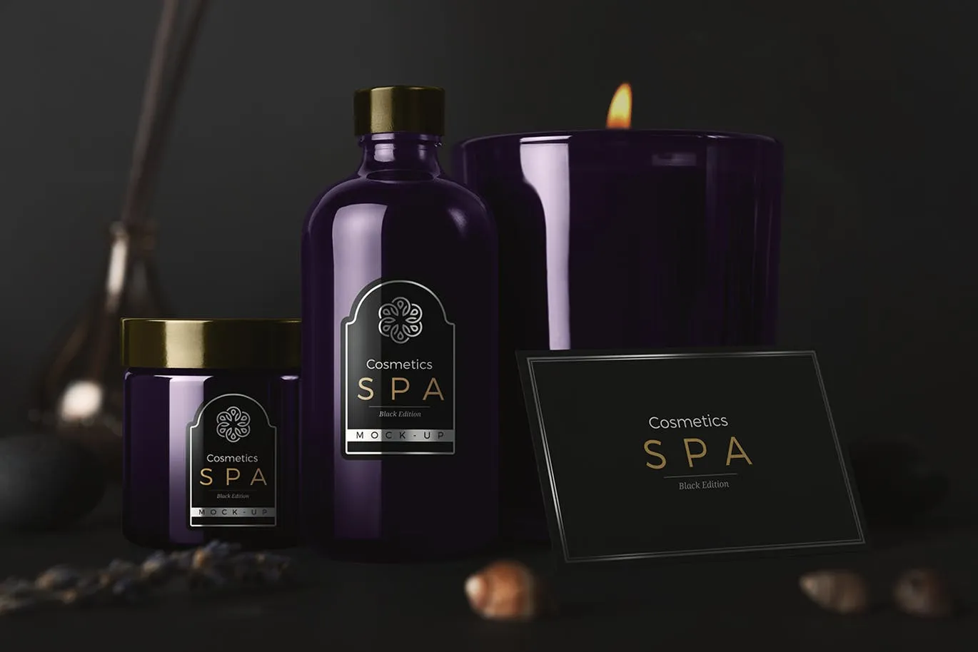 高品质的高端会所SPA化妆品样机展示模型mockups插图(1)
