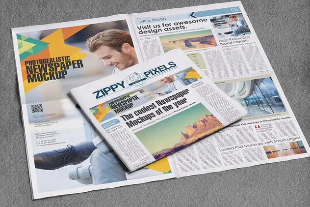 新闻报纸设计样机 Newspaper Design Mockups插图(2)