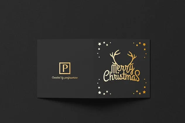 正方形铝箔冲压贺卡样机 Square Greeting Card Mock-Up with Foil Stamping插图(9)