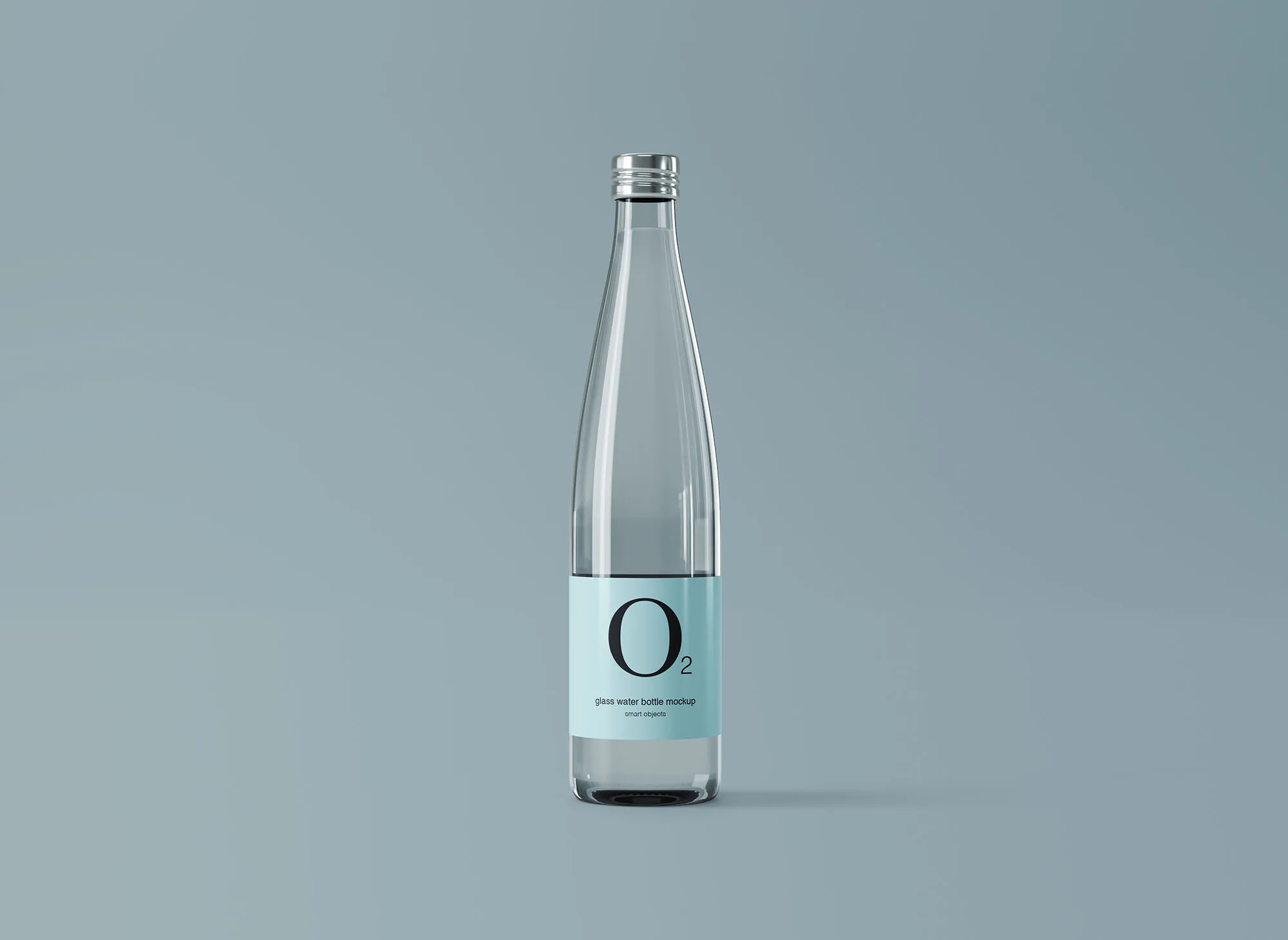 极简设计风格玻璃纯净水矿泉水瓶外观设计图素材库精选 Minimal Glass Water Bottle Mockup插图