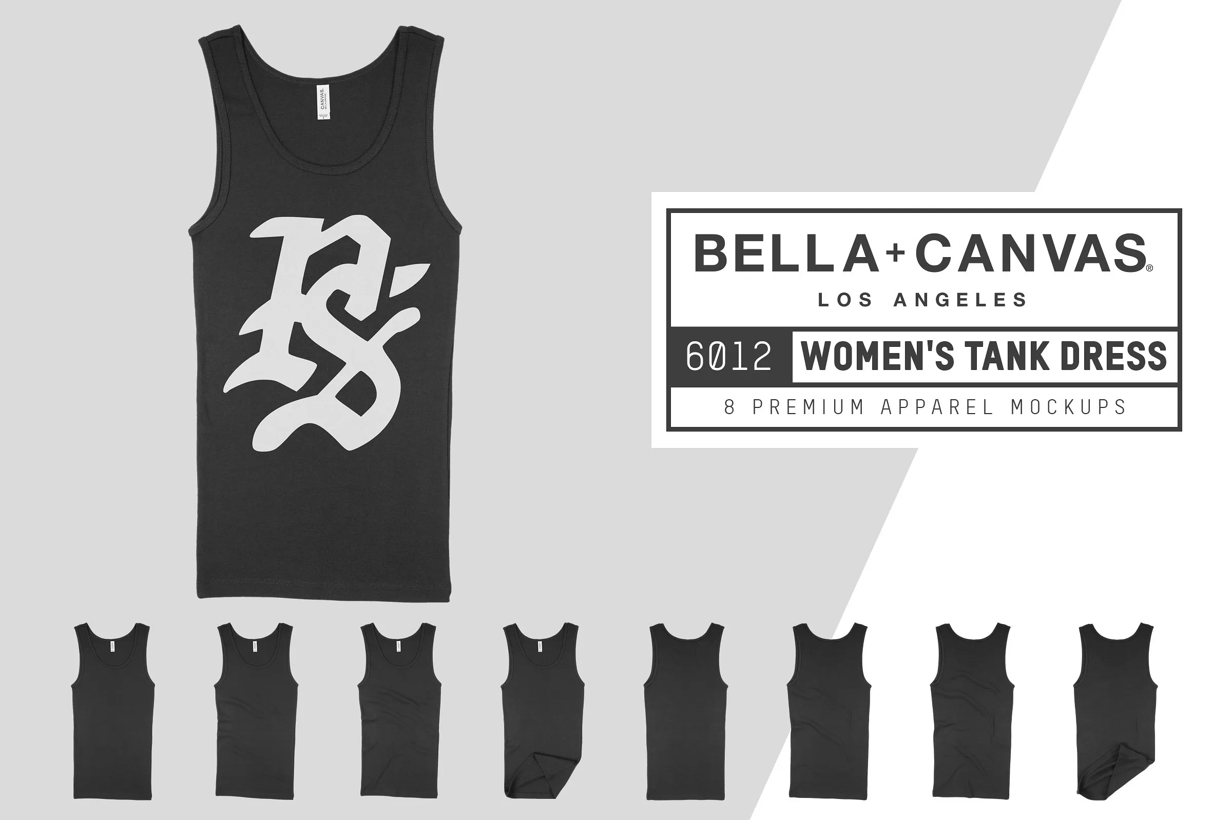 女士背心连衣裙样机模板 Bella Canvas 6012 Women#8217;s Tank Dress