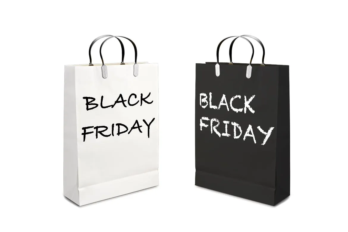 网络星期一/黑色星期五促销日购物袋设计样机01 Business days mockup_01插图(1)