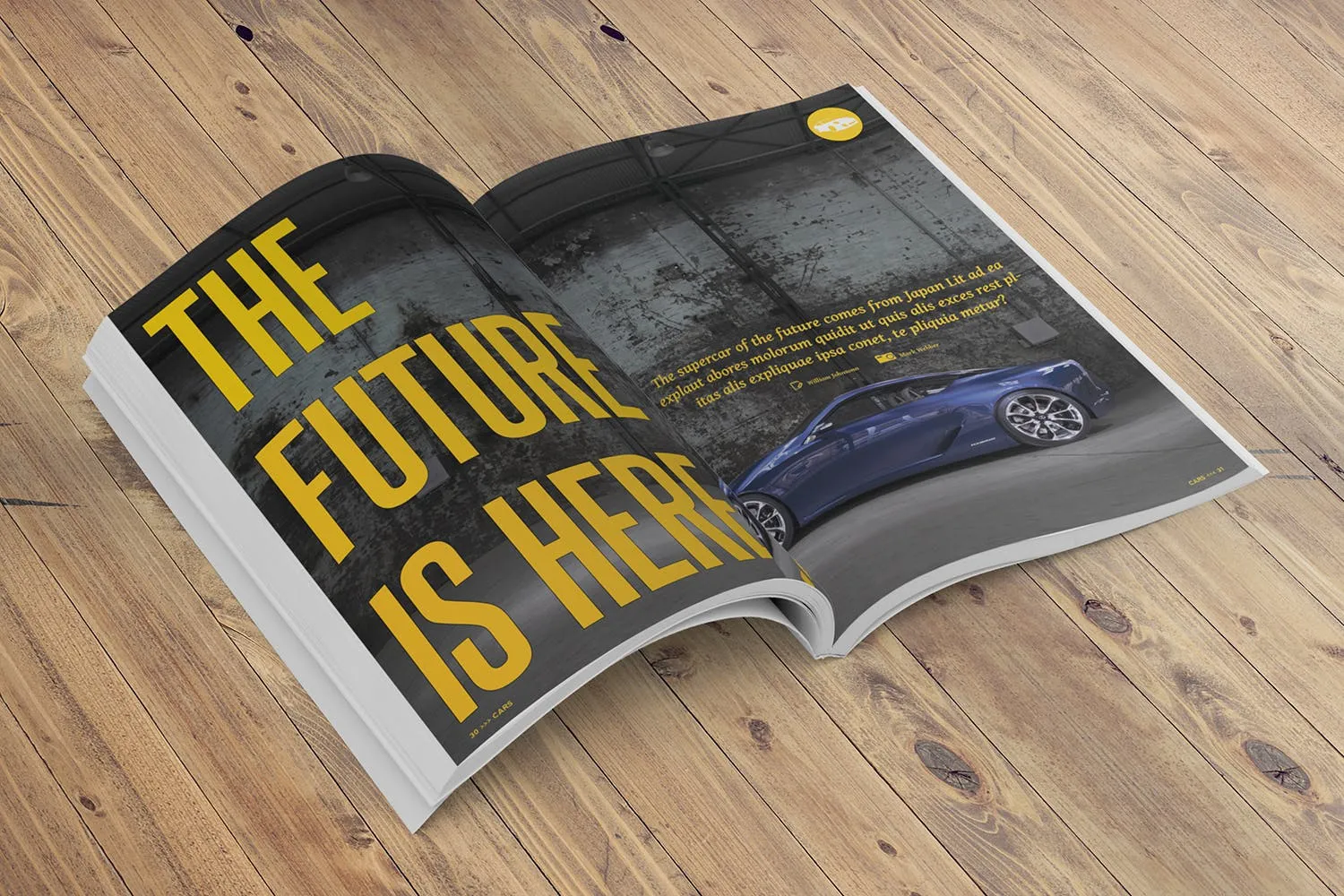 杂志内页排版设计翻页透视图样机素材库精选 Magazine Mockup Folded Page Perspective View插图(2)