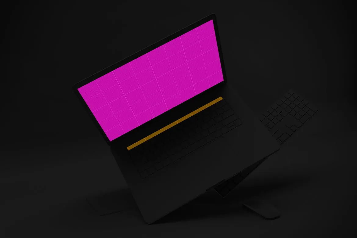 暗黑背景MacBook Pro笔记本电脑设计图预览素材库精选样机v3 Dark Macbook Pro Mockup V.3插图(8)