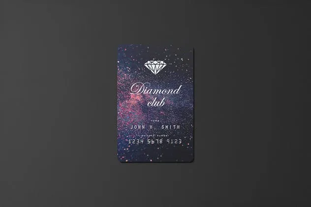 钻石信用卡/折扣卡样机 85×55 Portrait Credit / Discount Card Mockup插图(1)