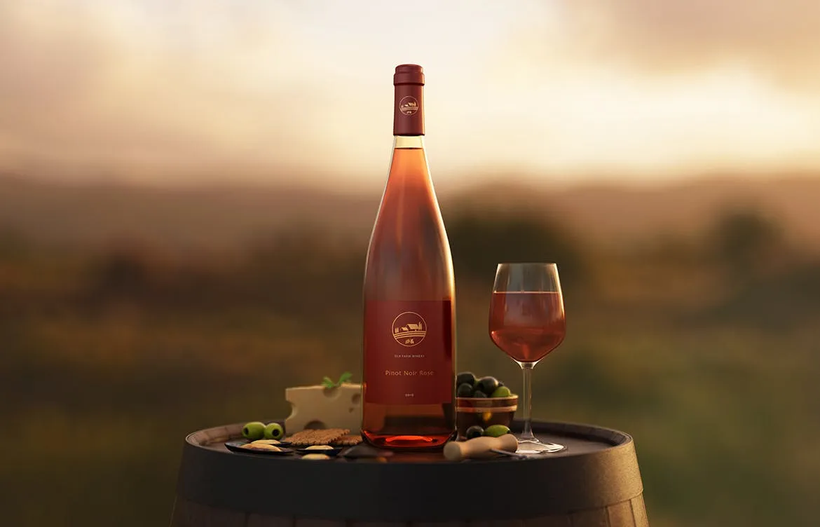 勃艮第葡萄酒瓶设计样机 Burgundy Wine Bottle Mockup插图(2)