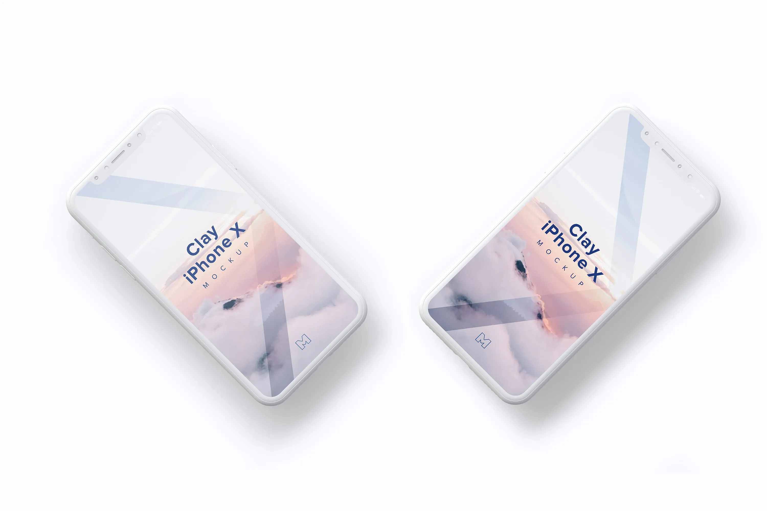 iPhone X手机多屏幕设计预览图等距场景样机 Clay iPhone X Mockup 03插图(3)