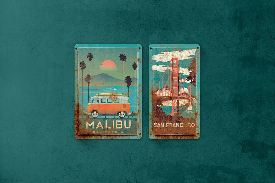 复古做旧生锈金属板风格Logo设计效果图样机 Vintage Rusty Metal Plate Mockup插图(3)