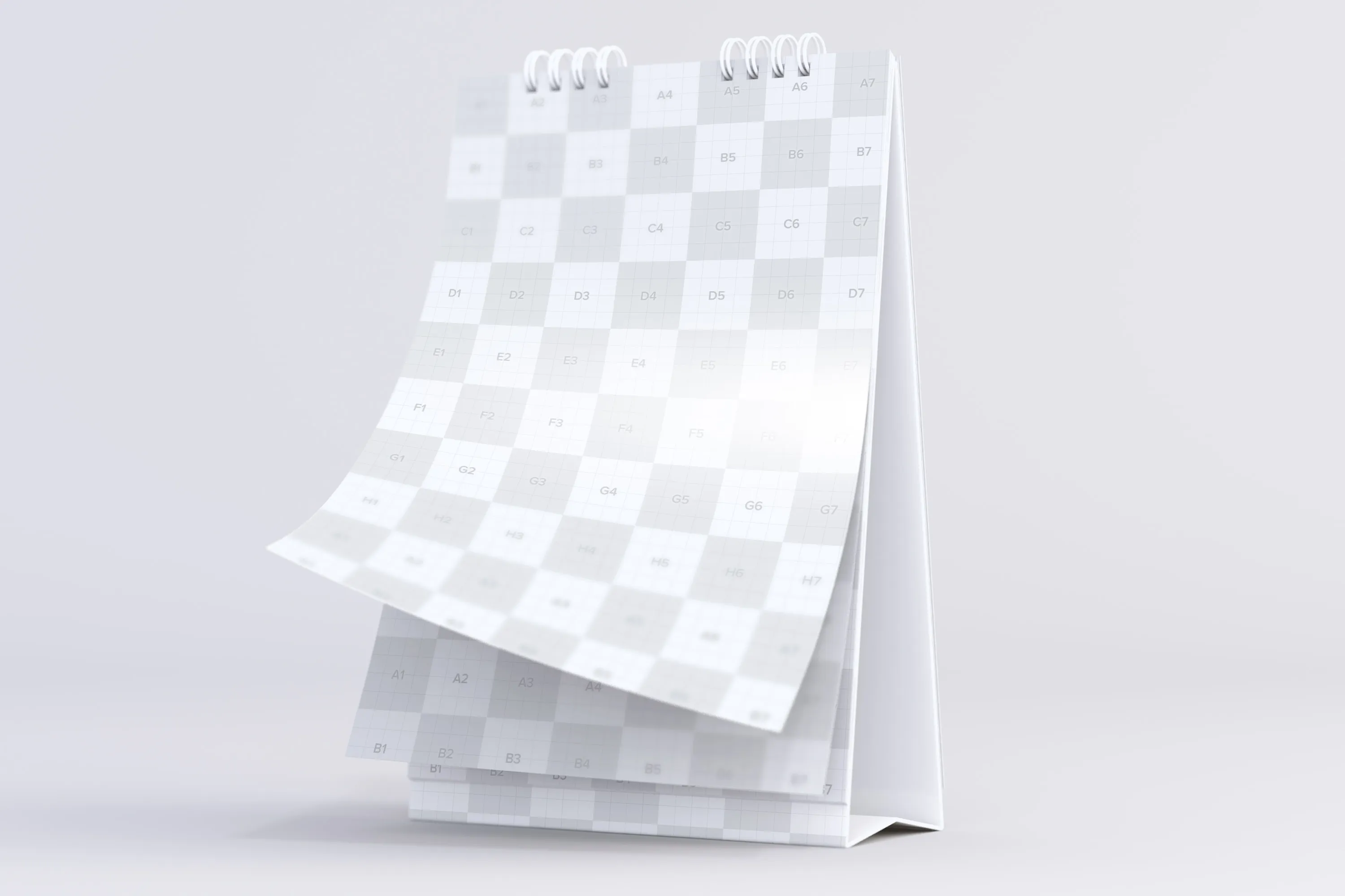 桌面纵向日历设计翻页效果样机模板 Desktop Portrait Calendar Mockup Turning Pages插图(1)