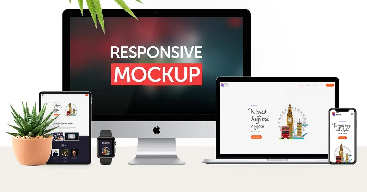 响应式网站设计效果图多设备预览样机v2 Responsive Device Mockup 2.0