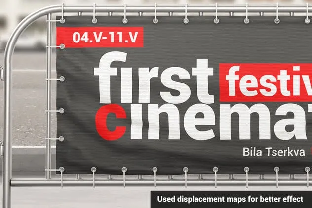 3D护栏Banner广告海报样机 Barrier Banner Mockup插图(3)