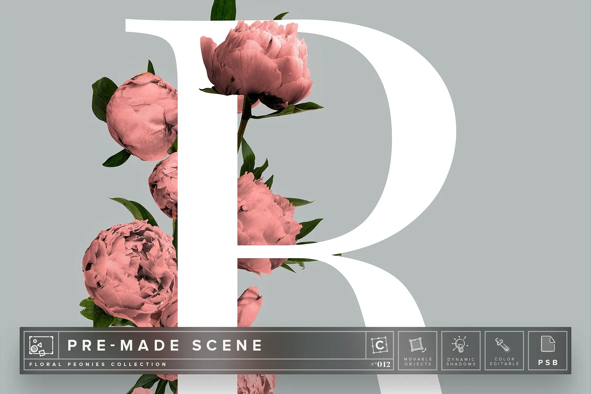 牡丹花花卉场景模板 #012 Floral Peonies Mockup Scene #012