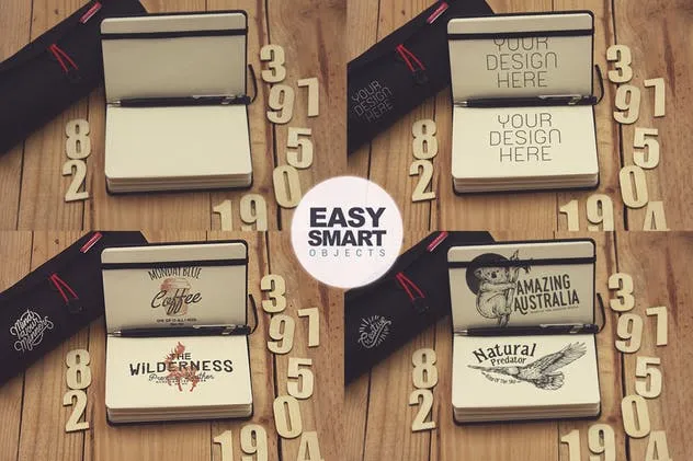 袖珍笔记本写生作品预览样机素材库精选模板v1 Pocket Notebook Writing Sketch插图(1)