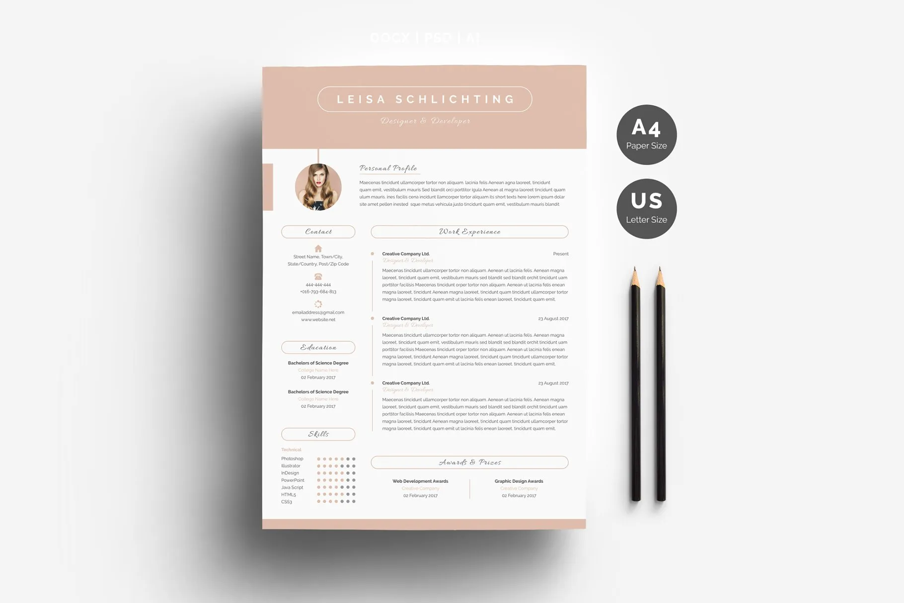 现代简洁的求职简历模板  Modern Resume/CV 3-Pages插图(1)