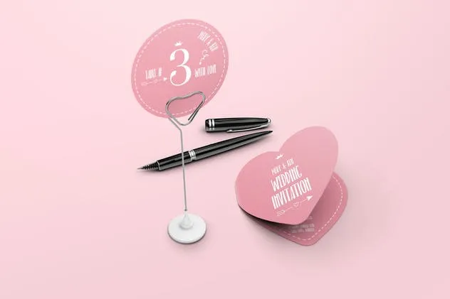 婚礼宴会桌子号码牌设计样机 Table Card Holder Mockups插图(3)