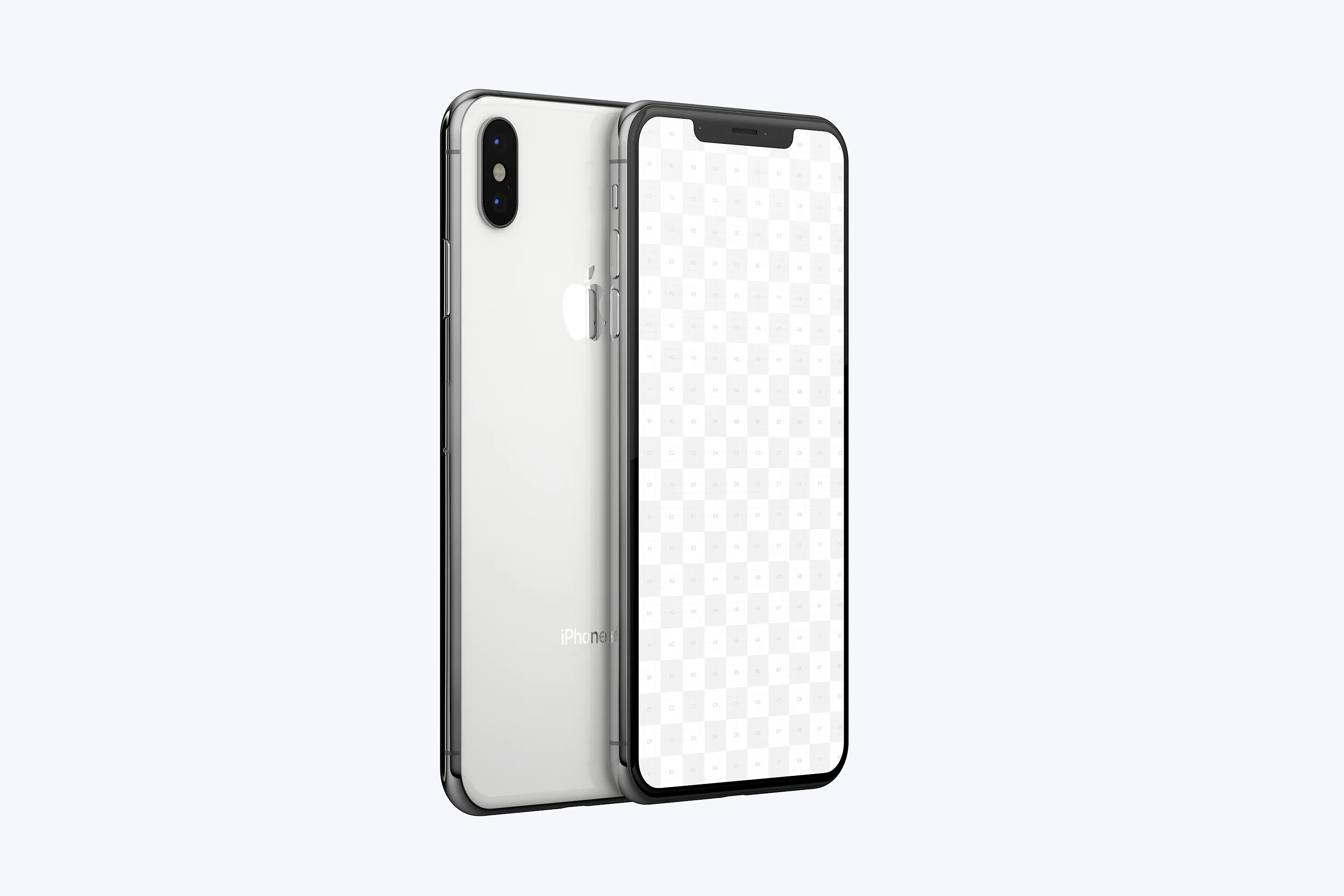 iPhone XS Max智能手机双立面视角样机模板 iPhone XS Max Mockup插图(1)