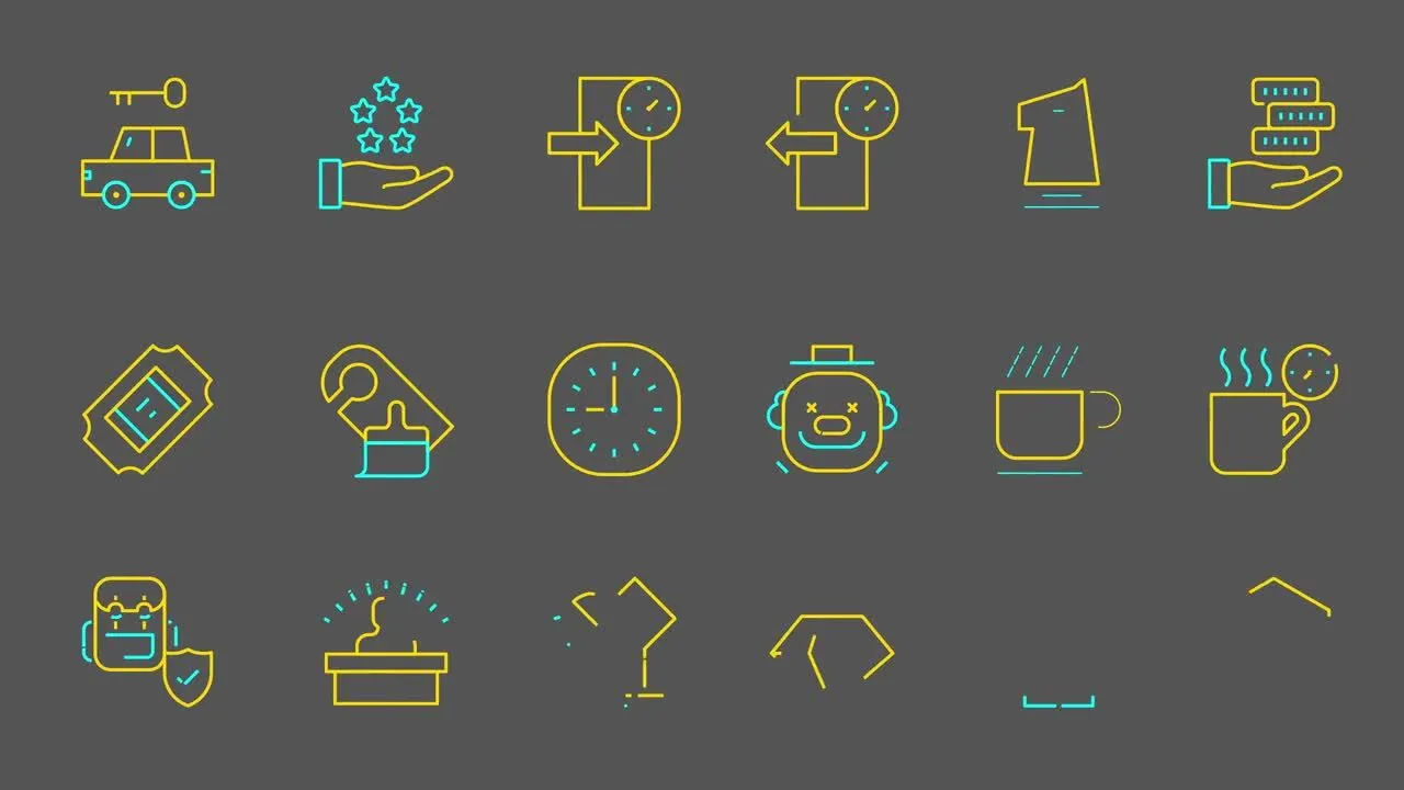 炫酷清新富有创意的动画图标像素设计精选AE模板