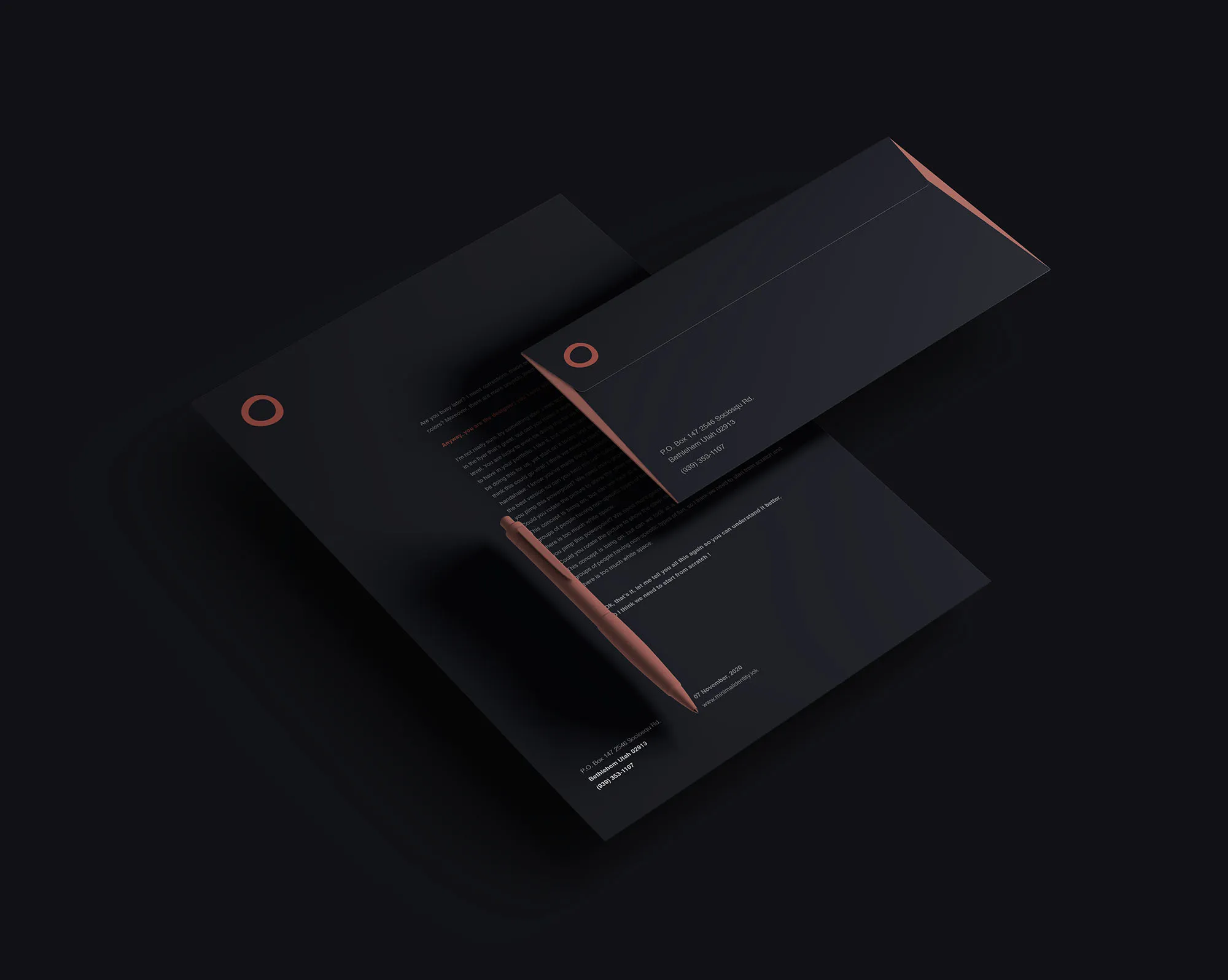 企业VI设计办公用品立体悬浮效果图样机 Floating Identity Mockup插图(1)