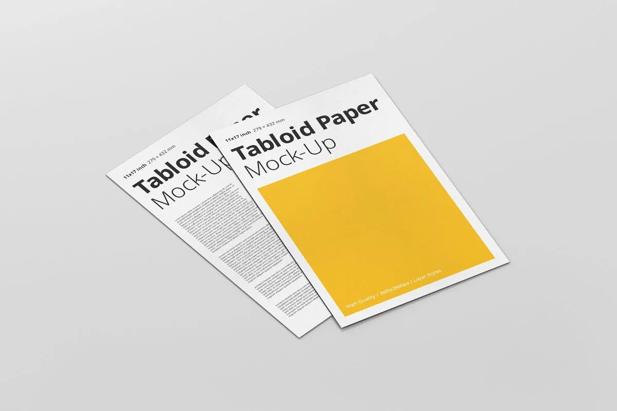 小尺寸报纸传单样机模板 Tabloid Paper Mockup#8211; 11#215;17