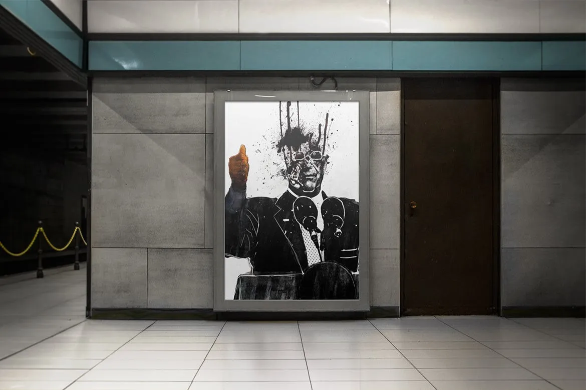 地铁站广告牌海报设计效果图预览样机 Poster Mock-up插图