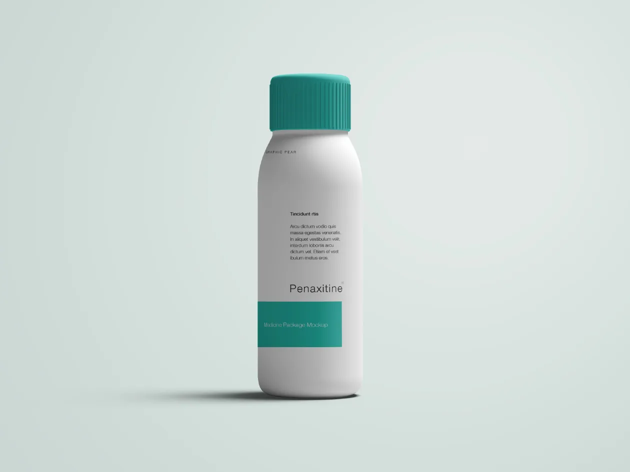 口服药物包装瓶设计效果图PSD样机模板 Medicine Bottle Mockup#8211; PSD