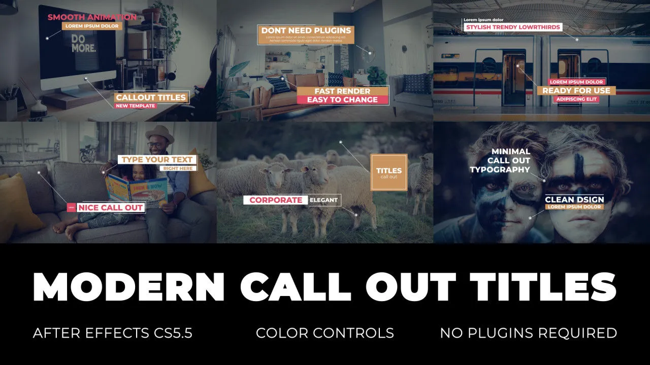 具有独特的样式的现代标注标题像素设计精选AE模板