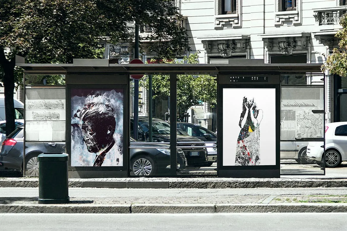 公交站广告牌海报展示图样机模板 Poster Psd Mock-up插图