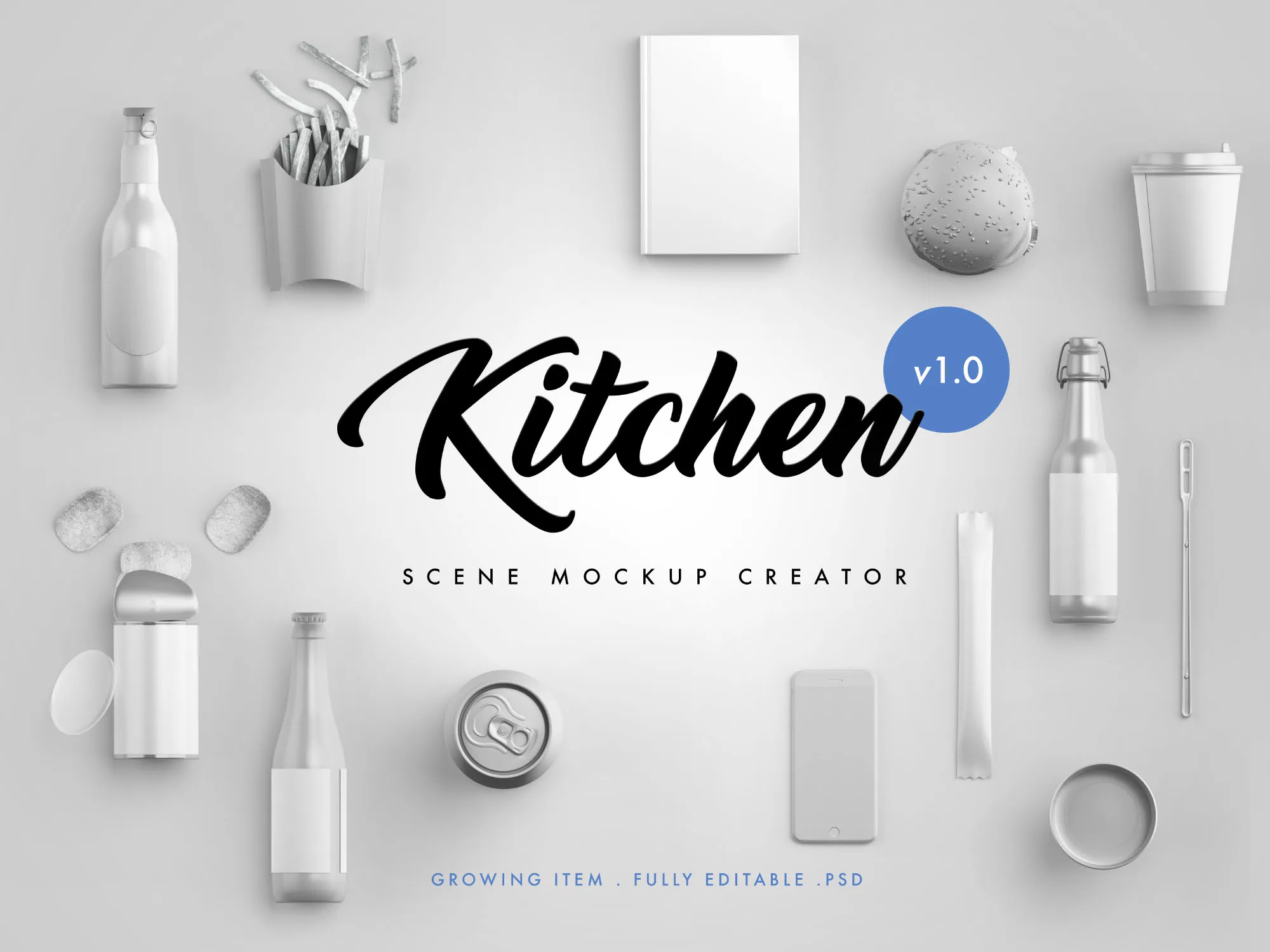 西式厨房场景样机模板 Kitchen Scene Creator Mockup
