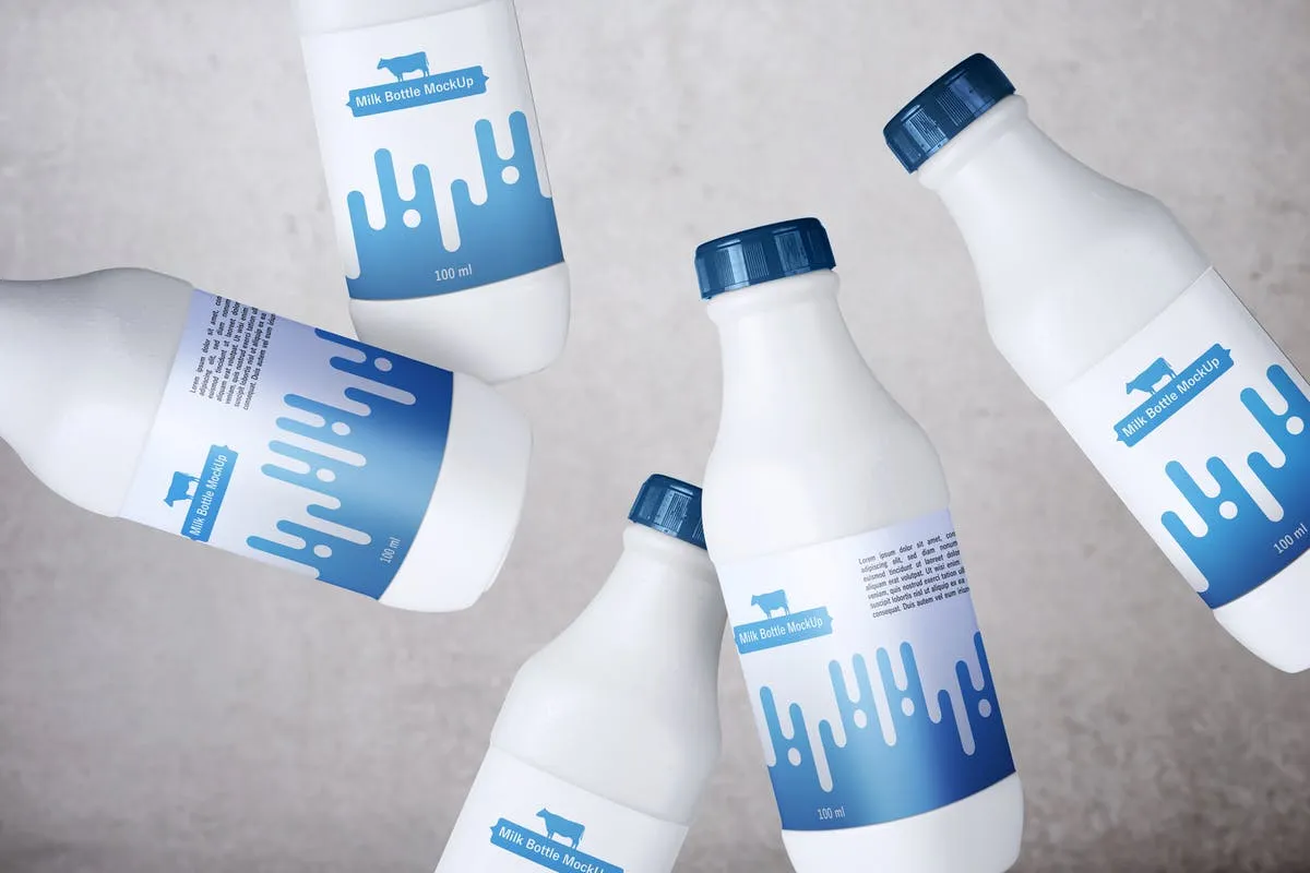 白色乳制品塑料瓶样机 Milk Bottle V.1