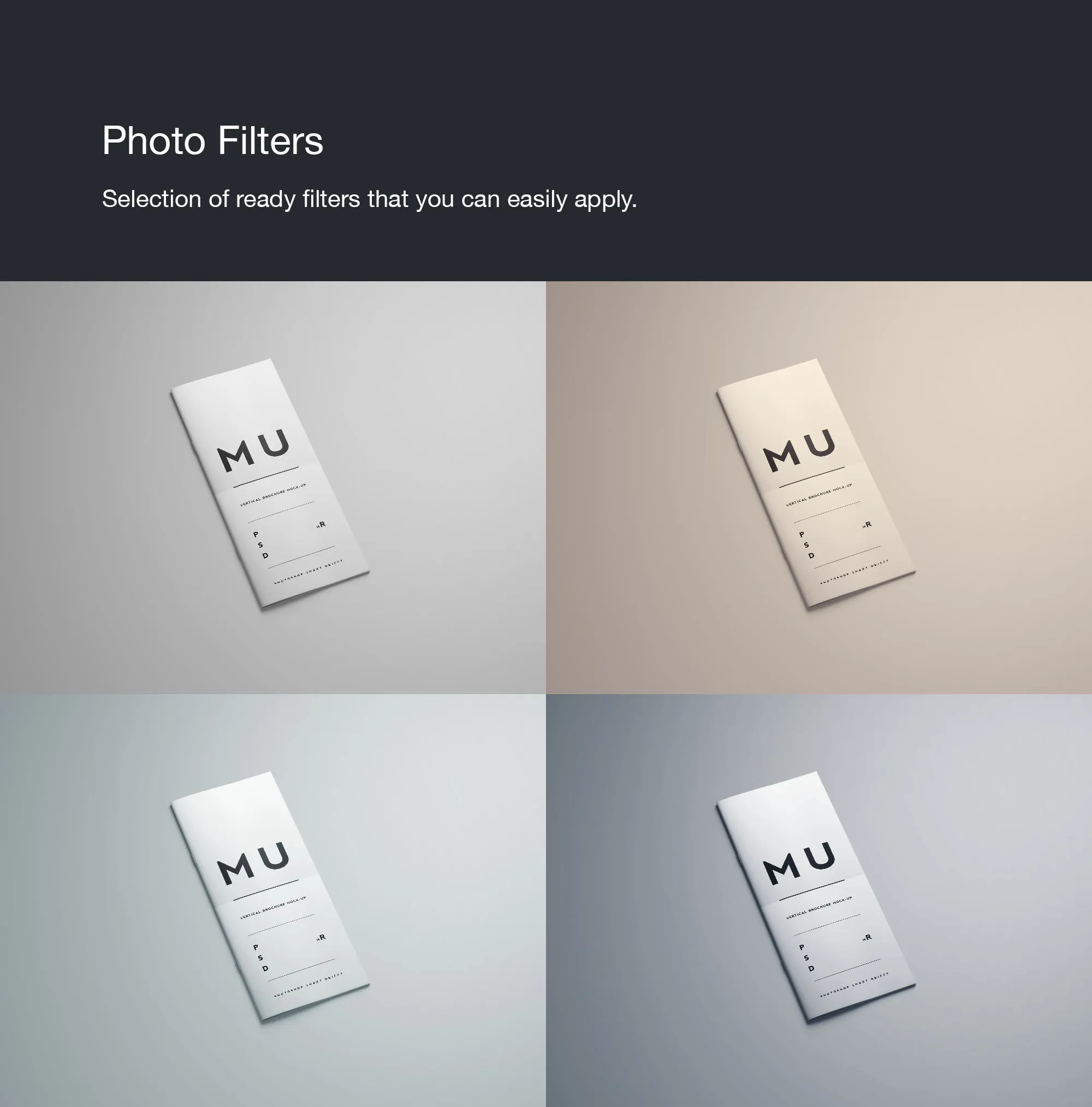 垂直宣传册设计印刷效果PSD样机模板 Vertical Brochure Mockup插图(9)