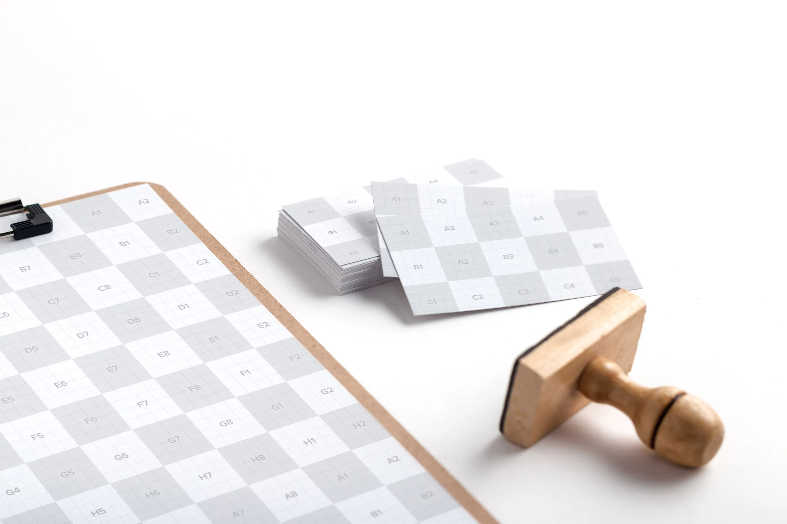 A4尺寸剪贴板和企业名片设计预览样机02 A4 Clipboard and Business Cards Mockup 02插图(1)