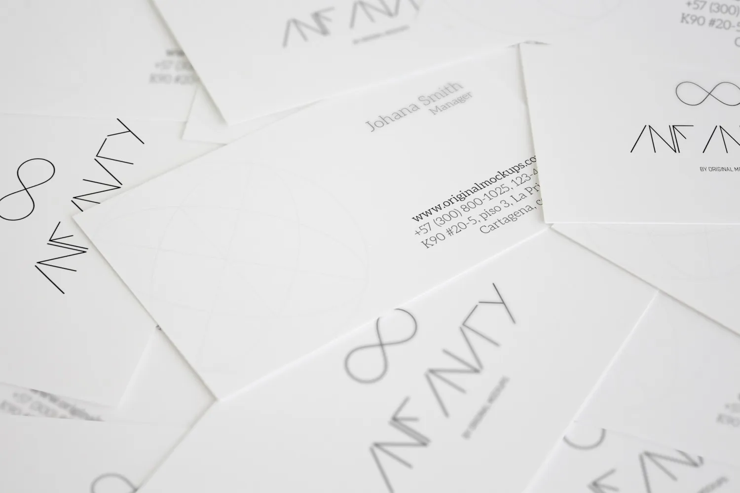 企业名片设计效果无序堆叠预览样机Business Card Mockup 2