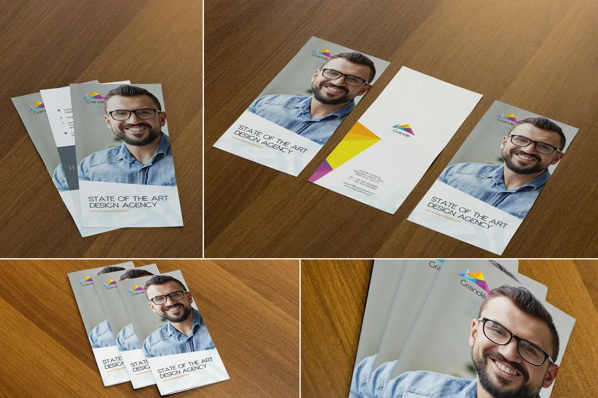 单页小尺寸广告传单样机 4 Photo-realistic Flyer Mockups插图