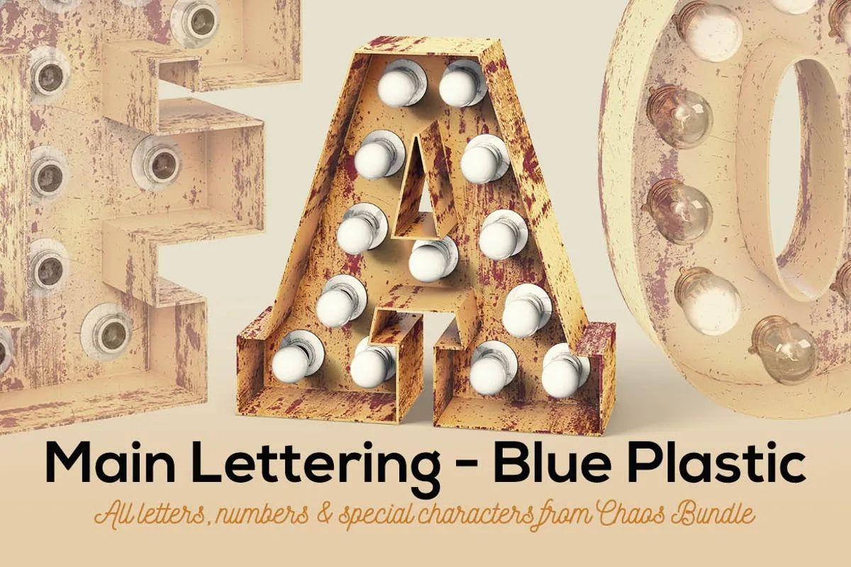 大帐篷灯泡装饰金属字体场景模板15 Marquee Light Bulbs Chaos 15#8211; Yellow Letters