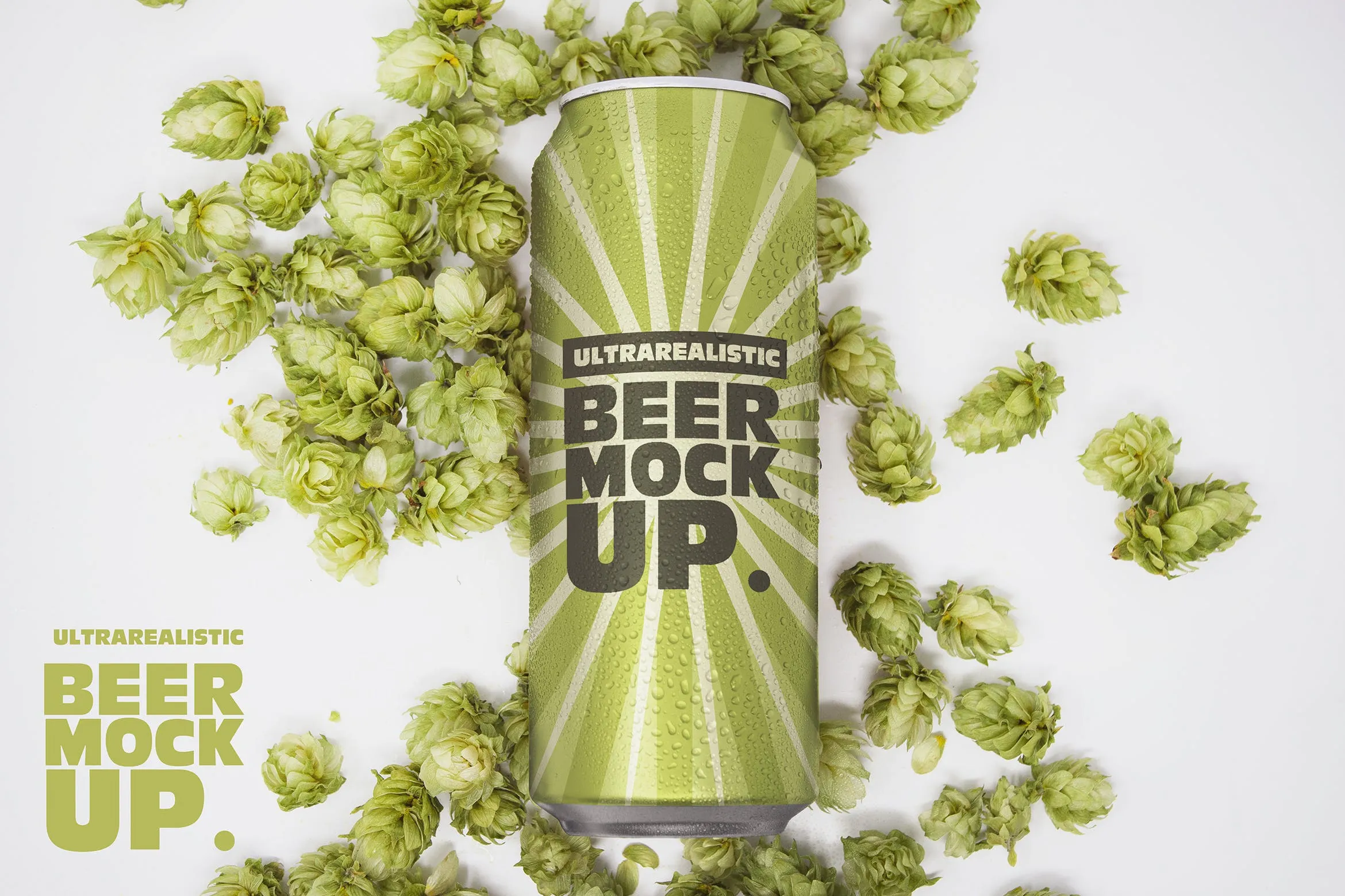 16盎司啤酒罐易拉罐外观设计俯视图像素设计精选 16oz Beer Can Mockup