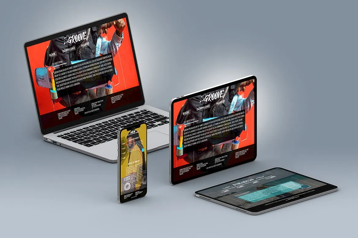 超高分辨率等距多设备响应式设计预览样机PSD模板 Isometric Multi-Device PSD Mock-ups 2019插图(1)