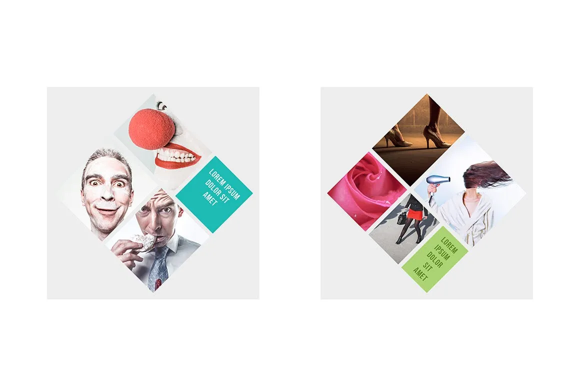 菱形相框照片预览样机素材库精选模板 Rhombic Photo Frame Templates插图(1)