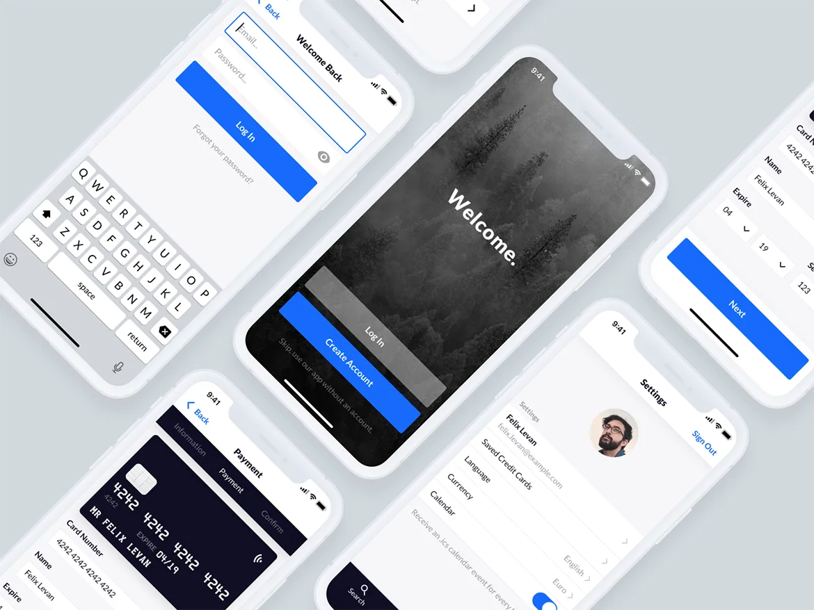 刘海屏iPhone手机等距网格素材库精选样机模板[白色版本] Presentation Mockups Light插图(1)
